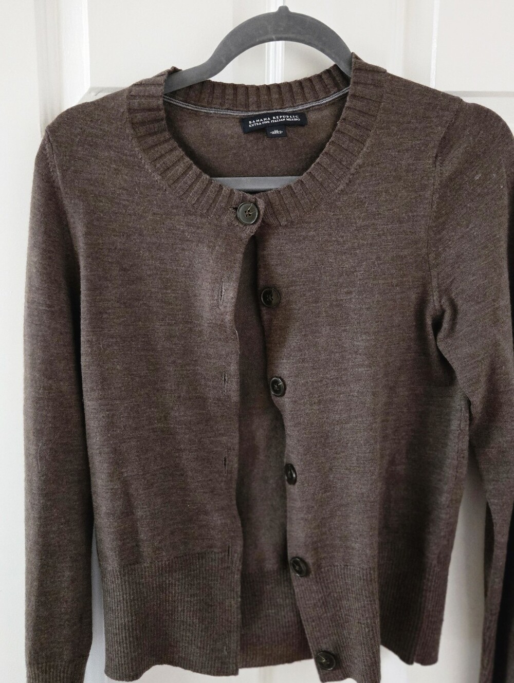 Banana Republic Medium Extra Fine Italian Merino Wool Brown Cardigan Sweater M